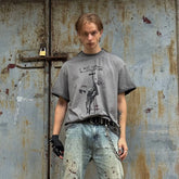 LUUUCAM A Mad Summer Night Dream Distressed Panel T-Shirt
