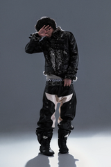 PCCVISION Contrast Panel Moto PU Pants