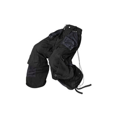 RELABEL Multi-Pocket Panel Crinkled Cargo Pants Black