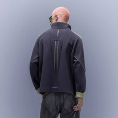 XIPHEVIL Contrast-Paneled Raglan Track Jacket Blue