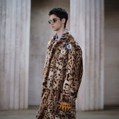 FACEONLAB Leopard Faux Fur Jacket