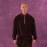 CLP Corduroy Elastic-Hem Half-Zip Pullover