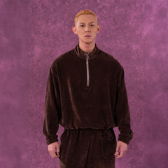 CLP Corduroy Elastic-Hem Half-Zip Pullover