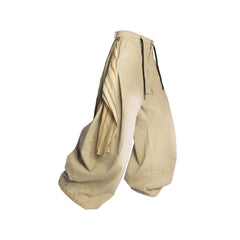 RELABEL Detachable Drape Drawstring Baggy Jeans Brown