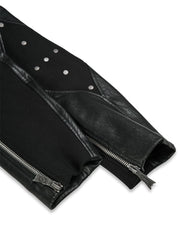 FLYERRER Structured Panel Faux Leather Biker Jacket