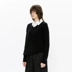 KREATE Cable-Knit Layered Shirt Sweater