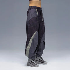 XIPHEVIL Deconstructed Contrast Panel Utility Curved Pants