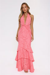 Take The Chance Halter Maxi Dress Coral