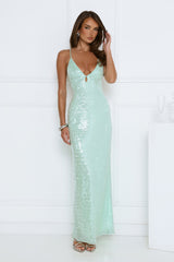 Starlit Shores Sequin Maxi Dress Seafoam