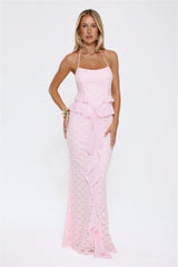 Aurora Serenade Halter Maxi Dress Pink