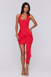 Special Announcement Halter Mini Dress Red