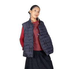 NERHI Asym Button Full-Print Puffer Vest