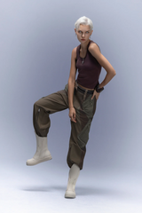 XIPHEVIL Paneled Multi-Pocket Zip Cargo Pants Coffee