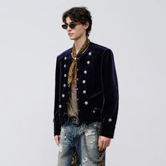 FACEONLAB Velvet Operatic Cropped Jacket Purple