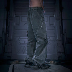 XIPHEVIL Layered Paneled Robotic Wide-Leg Pants