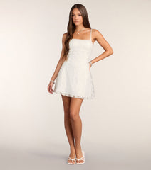 Forget Me Not Lace-Up Sequin Lace Mini Dress