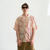 WIID Abstract Line Oversized Cuban Half Shirt