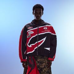 REDH Contrast Panel Embroidered Racing Jacket