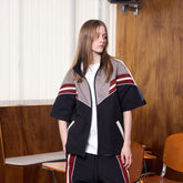 ERROR CODE ROBOT Diagonal Stripe Suede Track Half Jacket