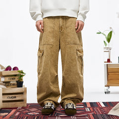 OVERLAPS Washed Utility Cargo Trousers