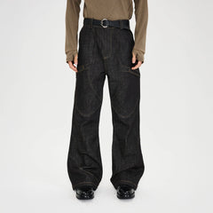 CATSSTAC Retro Curved Seam Panel Raw Jeans