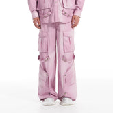 VANN VALRENCE Strap-Wrapped Striped Multi-Pocket Cargo Pants
