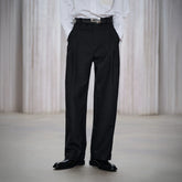 FACEONLAB Classic Wool Pleated Tailored Trousers Black