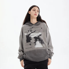 ERROR CODE ROBOT Graphic Faded Oversized Hoodie