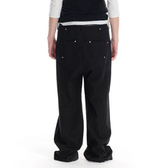 WHISTLEHUNTER Distressed Rivet Straight-Leg Pants