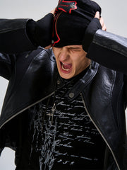 FLYERRER Structured Panel Faux Leather Biker Jacket