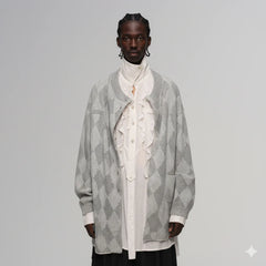 ILNya Nieternite Nifutur Wool-Blend Argyle Jacquard Cardigan Gray