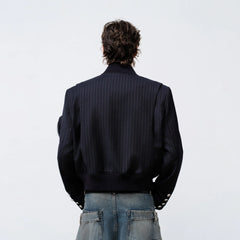 FACEONLAB Arm-Patched Bomber Jacket Navy