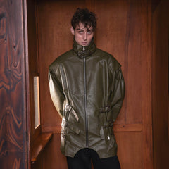 KADAKADA Multi-Buckle High-Neck Faux Leather Jacket