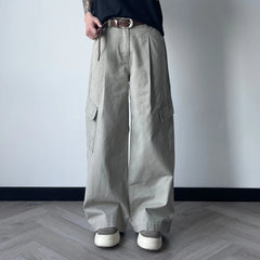 OKAYTHXBYE Pleated Utility Baggy Cargo Pants