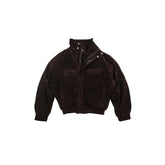 TRECLUB Faux Suede Utility Bomber Jacket