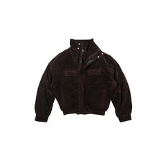 TRECLUB Faux Suede Utility Bomber Jacket
