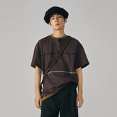 GONGHE REPUB Retro Chain Embroidered Henley T-Shirt