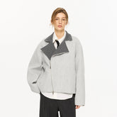KREATE Houndstooth Wool-Blend Moto Jacket