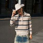 STEEPC Stripe Faux-Layered Polo Sweater