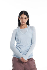 VANN VALRENCE Essential Layered Halter-Neck Long-Sleeve Tee