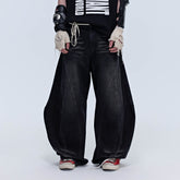 SAVAGEGROWTHWORLD Arc-Paneled Washed Oversized Balloon Jeans
