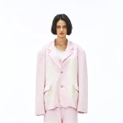 VANN VALRENCE Washed Beaded Frayed Denim Jacket