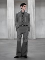 FACEONLAB Paneled Armor Padding Straight-Leg Pants
