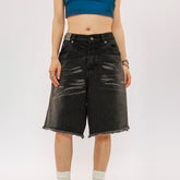 OVDY Retro Deconstructed Washed Raw Edge Shorts