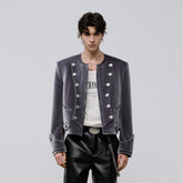 FACEONLAB Velvet Operatic Cropped Jacket Gray