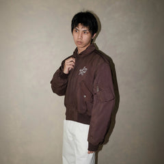 IN EXISTENCE Anchor Zip Embroidered Patch Bomber