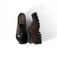 REWRITE Silk Panel Square-Toe Derby Shoes