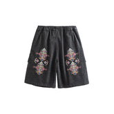 ME DA IGUAL Ethnic Embroidery Belted Shorts