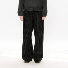 KREATE Pinstripe Pleated Draped Wide Trousers