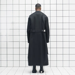455EMBLE Snap-Fastener PU Trench Coat